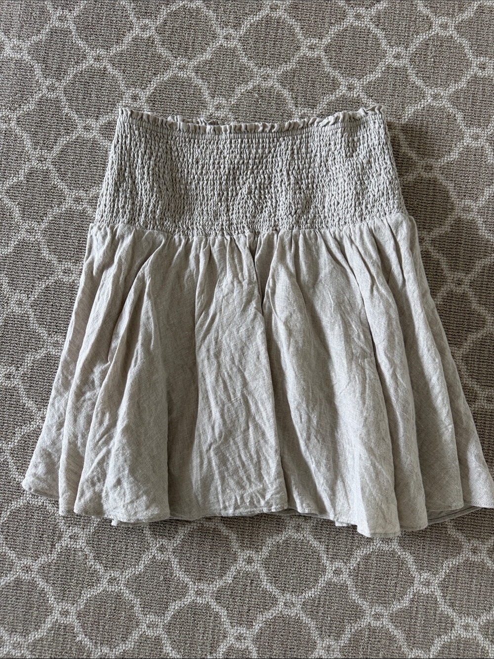 J. Crew Taupe Smocked-Waist Circle Skirt